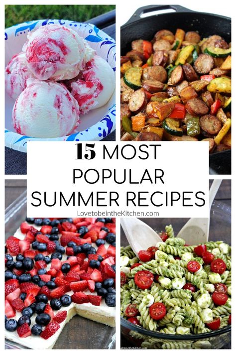 These 15 Most Popular Summer Recipes are perfect for hot summer days. In this post, you’ll find delicious quick dinner recipes- no oven needed, the ideal side dishes for summer BBQs, and light and fresh summery desserts. 15 Most Popular Summer Recipes Summer is here and you don’t want to be in the kitchen all... Read More » Side Dishes For Summer, Pistachio Pudding Salad, Honey Garlic Meatballs, Smoked Sausage Pasta, Quick Delicious Dinner, Best Homemade Ice Cream, Pesto Pasta Salad, Recipes Summer, Chewy Sugar Cookies