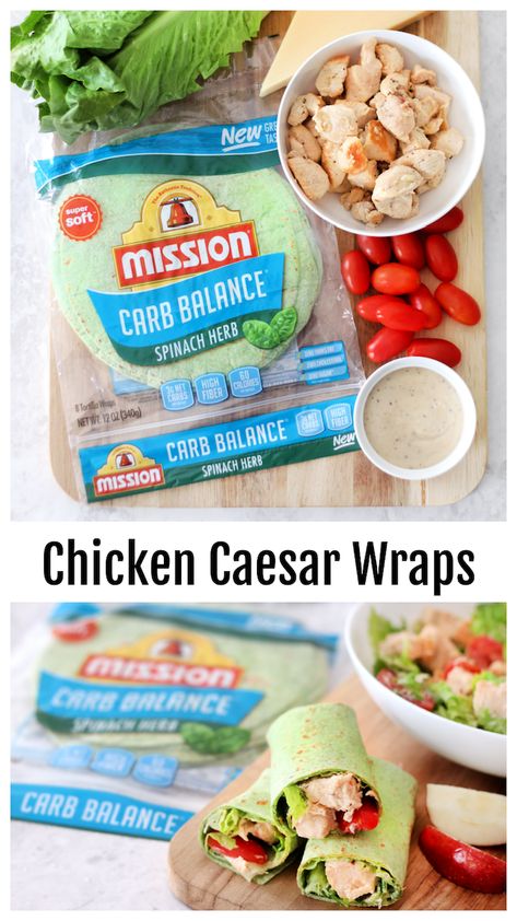 Mission Wraps Recipes, Chicken Spinach Wrap Recipes, Spinach Wrap Ideas, Chicken Caesar Spinach Wrap, Spinach Herb Wrap Recipes, Mission Carb Balance Tortilla Recipes, Carb Balance Tortillas Recipes, Ceaser Wraps Chicken, Spinach Tortilla Wraps Recipe