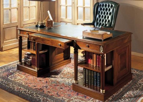 Provasi Modern Office Desk Design, Classic Office Design, Office Desk Design, Classic Office Furniture, Neoclassical Home, Italy Furniture, Guest Bedroom/office, Office Desk Designs, Classic Desk