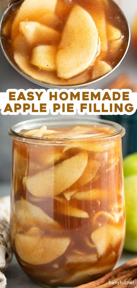 This homemade apple pie filling is incredibly easy to make and tastes so much better than anything you'll buy in a can! Whip it up in just minutes and use it in classic apple pie or in a variety of desserts. Perfect in the fall when apple fruit is in season or all year round! Simple Apple Pie Filling, Easy Homemade Apple Pie, Simple Apple Pie, Easy Apple Pie Filling, Apple Pie Filling Recipe, Recipe Using Apples, Apple Crisps, Apple Pie Filling Recipes, Dips Recipes