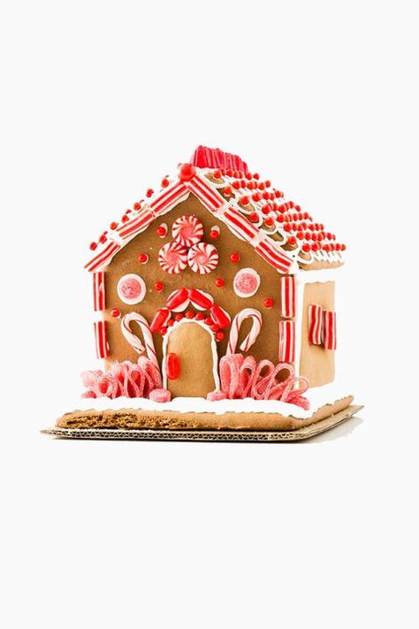 gingerbread house candy cane Best Gingerbread House, Hay Bale Decorations, White Gingerbread House, Graham Cracker Gingerbread, Easy Gingerbread House, Graham Cracker Gingerbread House, Gingerbread Castle, Candy Cane Gingerbread, Homemade Gingerbread House