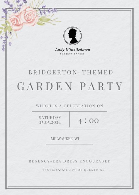 Bridgerton Party mood board - Sunshine with Savannah Bridgerton Tea Party Invitation, Bridgton Theme Party, Bridgeton Party Ideas, Bridgerton 30th Birthday Party, Bridgerton Party Invitation, Diamond Of The Season Bridgerton Party, Bridgeton Party Theme, Bridgerton Invitation Ideas, Bridgestone Theme Party