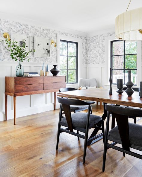 Design by  Emily Henderson  and  Brady Tolbert  | Photography: Sara Tramp for EHD Small Kitchen Dining Room Combo, Small Kitchen Dining Room, Small Kitchen Dining, Kitchen Dining Room Combo, Natural Wood Furniture, Living Room Dining Room Combo, White Oak Floors, Dining Room Combo, Emily Henderson