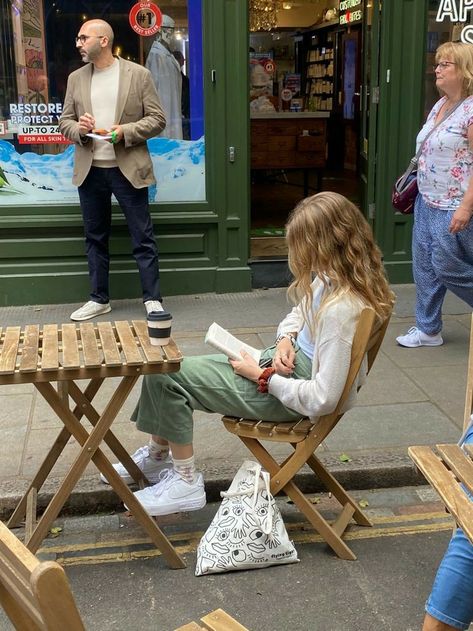 Street Date Aesthetic, Reading At A Cafe Aesthetic, Taking Yourself On A Date Aesthetic, Reading At A Cafe, Coffee Outside Aesthetic, Solo Cafe Date, Solo Coffee Date Aesthetic, Date With Myself Aesthetic, Reading Date Aesthetic