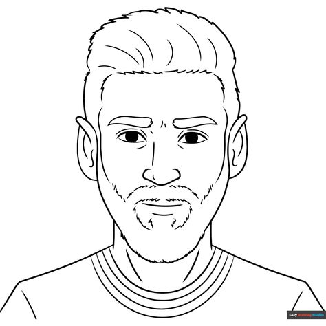 Free Lionel Messi Easy Coloring Page for Kids Drawing Of Messi, Messi Drawing Easy, Messi Drawing, Easy Drawing Guides, Sports Coloring Pages, People Coloring Pages, Free Printable Coloring Sheets, Drawing Guides, Easy Coloring