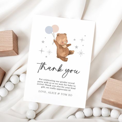 Watercolour Bear, Gender Reveal Decor, Gender Reveal Balloons, Blue Balloon, Gender Reveal Decorations, Gender Reveal Invitations, Blue Balloons, Pink Balloons, Reveal Ideas