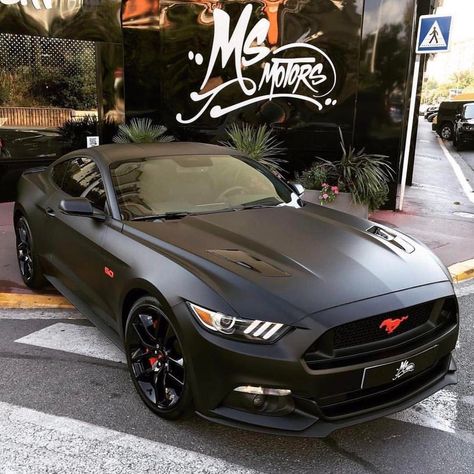 Matte Ford Mustang GT 5.0  Tag a friend who would love this! Customized by @msmotors & @pieromsmotors - #msmotors #fordmustang #mustang… Mustang Matte Black, Black Mustang Gt, Black Mustang, Shelby Mustang, Ford Mustang Shelby Gt500, Best Muscle Cars, Custom Muscle Cars, Wrap Ideas, T-shirt Refashion