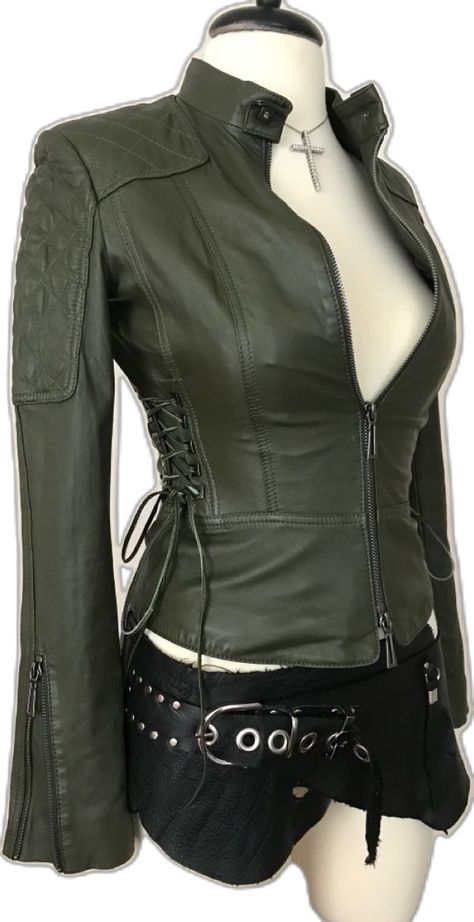 Leather Outfit Aesthetic, 80's Clothes, Detachable Clothes, Clothes Green, Lace Outfits, Leather Jacket Outfit, Leather Clothes, Leather Clothing, 2000s Fashion Outfits