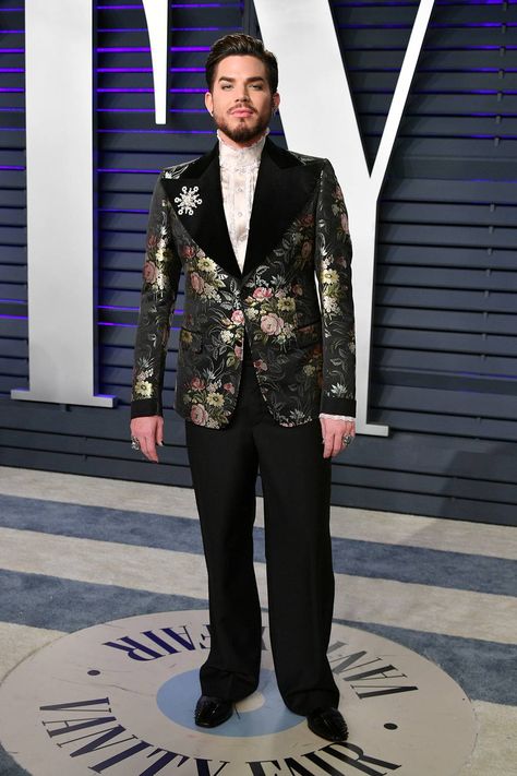 Why it works: For an Oscar-worthy performance on stage, Lambert's second outfit seemingly channelled The Favourite. Adam Style, Selma Blair, Classic Tuxedo, Best Dressed Man, Oscar Party, Vanity Fair Oscar Party, Adam Lambert, Tie Dress, Miley Cyrus