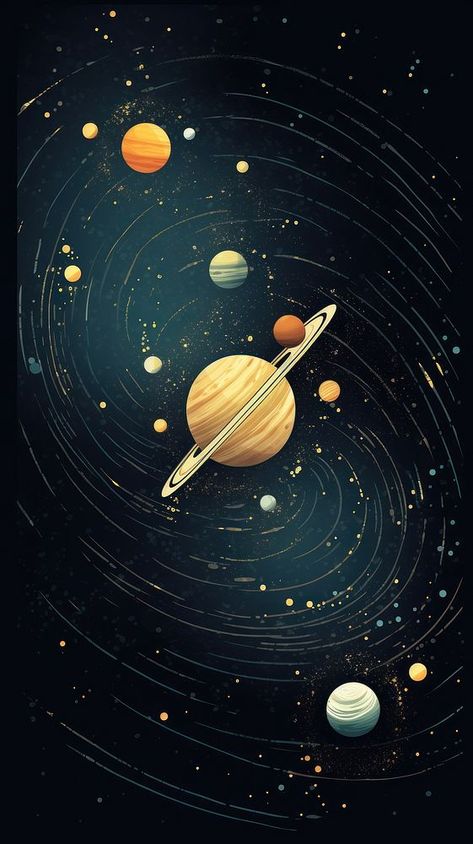 Beautiful solar system wallpaper astronomy universe planet.  | premium image by rawpixel.com / Minty Wallpaper Solar System, Cute Wallpapers Space, Vintage Space Aesthetic Wallpaper, Phone Wallpaper Space, Cool Space Wallpapers, Planets Black Background, Solar System Laptop Wallpaper, Solar System Pc Wallpaper, Dark Planets Wallpaper