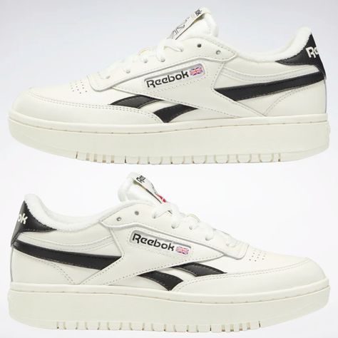 Reebok Shoes For Men, Reebok Club C Double, Platform Outfit, White Reebok, Reebok Classics, Chicana Style, Reebok Sneakers, Reebok Club C, Club C