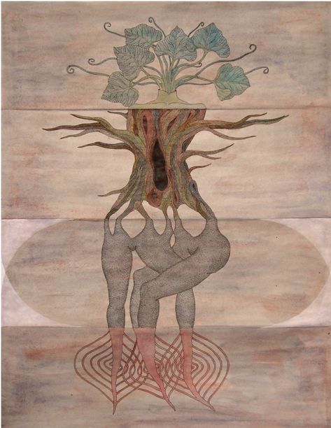 Gouache and Ink on Paper ~ "Ancestor" ~ Rithika Merchant Animism Aesthetic, Rithika Merchant, Exquisite Corpse, Have Inspiration, Mumbai India, Pretty Art, Visual Artist, Bitter, A Tree