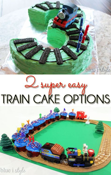 SUPER EASY! Two very easy alternatives for creating a train cake your kids will love. One is a Thomas the Train cake in the shape of their birthday number, and the other is a cupcake train. Birthday Cake Boys, Thomas Train Birthday, Thomas Birthday Parties, Thomas Train Cake, Thomas Cakes, Thomas The Train Birthday Party, Train Birthday Cake, Thomas The Train Party, Thomas Birthday