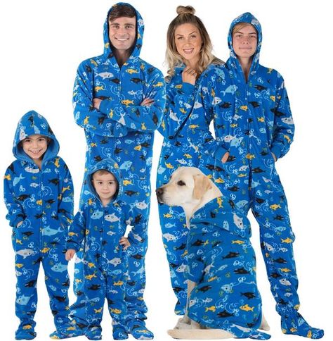 School Of Sharks, Adult Footie Pajamas, Family Matching Pjs, Matching Onesies, Hoodie Pajamas, Shark Hoodie, Footie Pajamas, Footed Pajamas, Loungewear Outfits