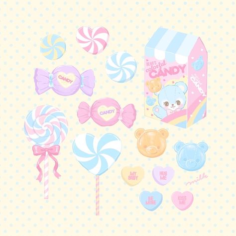 Kawaii Candy Drawing, Candy Drawing, Note Doodles, Cyberpunk Girl, Cute Kawaii Animals, Kawaii Illustration, Cute Animal Drawings Kawaii, Cute Candy, Hello Kitty Collection