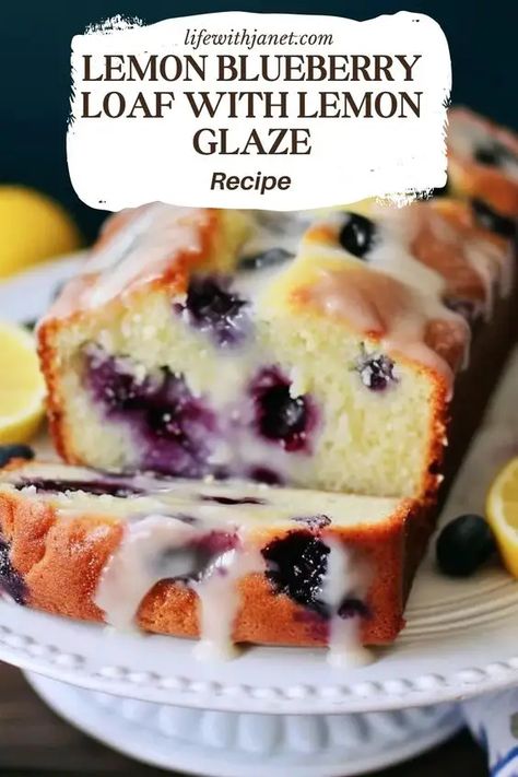 Lemon Glaze Recipe, Blueberry Bread Recipe, Lemon Blueberry Loaf, Blueberry Desserts Recipes, Blueberry Loaf, Lemon Blueberry Bread, Lemon Dessert, Loaf Cakes, Lemon Blueberry Muffins