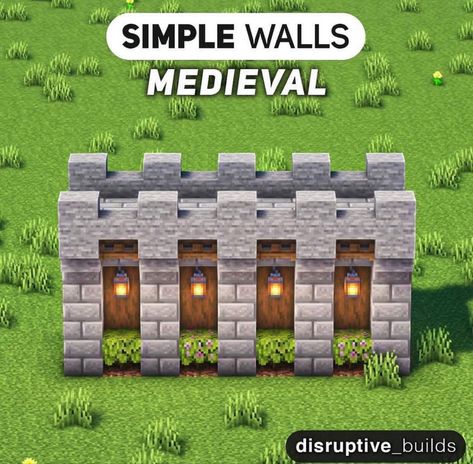 Minecraft Walls Ideas, Minecraft Castle Walls, Minecraft Wall Designs, Minecraft Building Designs, Minecraft Wall, Rumah Minecraft Sederhana, Walls Ideas, Minecraft Houses Blueprints, Minecraft Structures