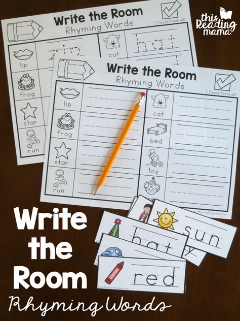 Rhyming Words Activities, Ela Centers, Learning Phonics, Literacy Centers Kindergarten, Kindergarten Language Arts, Rhyming Activities, Write The Room, Kindergarten Fun, Preschool Literacy