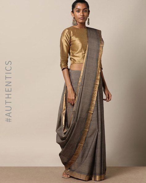 Long Blouse Designs, Saree Wearing, Saree Wearing Styles, Saree Draping Styles, Grey Saree, Saree Blouse Neck Designs, Sarees For Women, Sari Blouse Designs, Indian Saree Blouses Designs