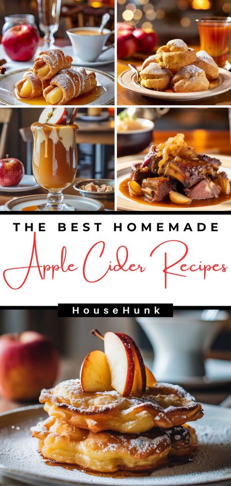 Experience the magic of fall with these irresistible apple cider recipes! From sparkling drinks to savory dishes, savor the essence of autumn flavors in every bite. Recipes Using Boiled Apple Cider, Rome Apple Recipes, Apple Cider In Recipes, Apple Cider Desserts Easy, Apple Cider Pressing Party, Crab Apple Cider Recipe, What To Do With Apple Cider, Cooking With Apple Cider, Apple Cider Food Recipes