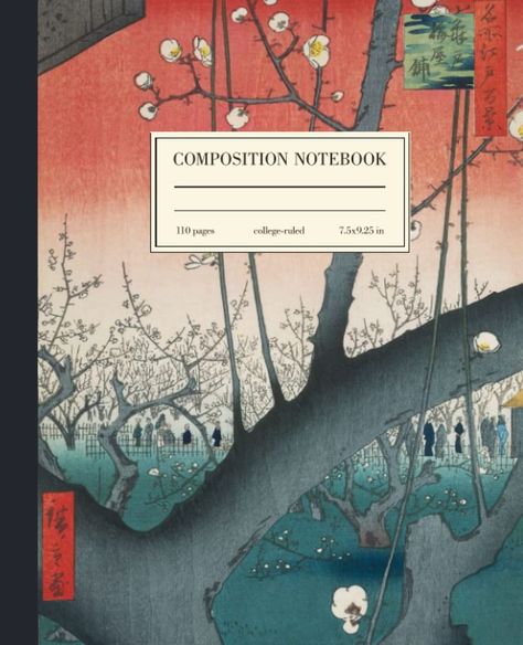 Composition Notebook College Ruled: Japanese Nature Landscape Vintage Illustration | Pretty Red Aesthetic Journal For School, College, Office, Work | Wide Lined Red Aesthetic Journal, Pretty Red Aesthetic, Journal For School, Composition Notebook Journal, Japanese Notebook, Japanese Nature, College Office, Landscape Vintage, Dot Grid Journal