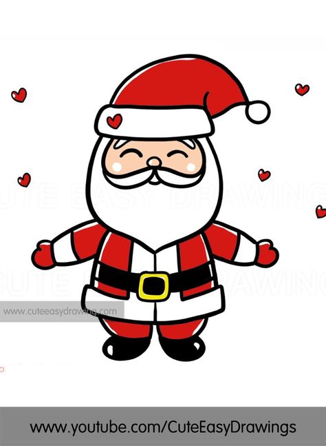 How to Draw a Cute Santa watch it on YouTube Cute Christmas Drawing Ideas, Christmas Drawing Easy, Santa Claus Drawing Easy, Santa Drawing, Christmas Drawing Ideas, Santa Claus Drawing, Easy Christmas Drawings, Cute Santa Claus, Cute Santa