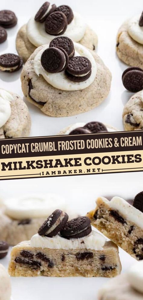 Milkshake Cookies, Buttercream Frosting Cookies, Cookies And Cream Milkshake, Homemade Buttercream, Frosted Cookies, Homemade Buttercream Frosting, Oreo Milkshake, Soft Cookies, Easy Dessert Recipe