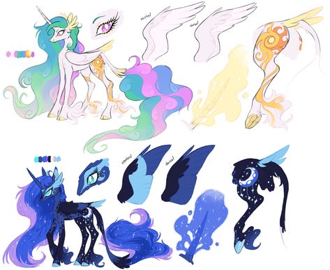 Princess Redesigns by 8xenon8 Celestia And Luna Redesign, Mlp Princess Redesign, Mlp Princess Luna Redesign, Mlp Main 6 Redesign, Mane 6 Redesign, Mlp Redesigns Mane 6, Mlp Celestia Redesign, Princess Celestia Redesign, Mlp Luna Redesign