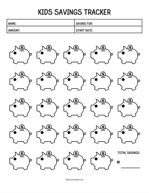 Kids Savings Tracker Kids Savings Plan, Savings Plan Printable, Monthly Savings Plan, Kids Saving Money, Kids Money Management, Graduation Words, Savings Chart, Tracker Free, Weekly Planner Free Printable