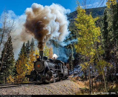 Pulling hard just below Silver Plume. The Georgetown Loop Railroad's freshly restored IRCA Consolidation #11 is pretty much at her limit with a heavy passenger train as she claws her way up the steep grade below Morningstar Siding, just a couple of minutes from her destination of Silver Plume. Old Steam Train, Steam Engine Trains, Train Art, Lionel Trains, Planes Trains Automobiles, Train Photography, Old Trains, Old Train, Iron Horse