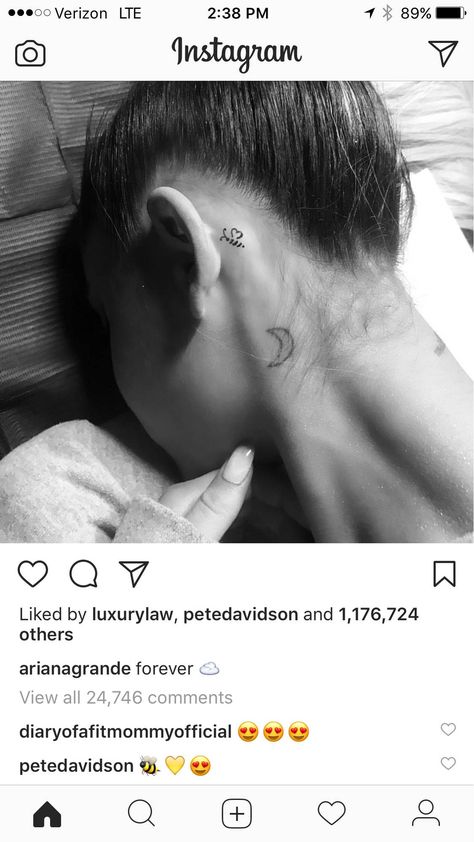 Cute Comments, Ariana Grande And Pete Davidson, Grande Tattoo, Fandom Tattoos, Ariana Grande Tattoo, Mommy Tattoos, Dangerous Woman Tour, Pete Davidson, Jordyn Woods