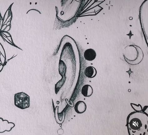 Tattoos Moon, Tattoo Behind Ear, Moon Phases Tattoo, Ear Tattoos, Dream Tattoos, The Ear, Matching Tattoos, Tattoo Design Drawings, Get A Tattoo