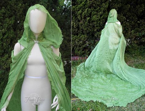 Slytherin Gown, Elven Cape, Fairy Cape, Fantasy Cape, Green Cloak, Firefly Path, Fantasy Realm, Cape With Hood, Long Cape