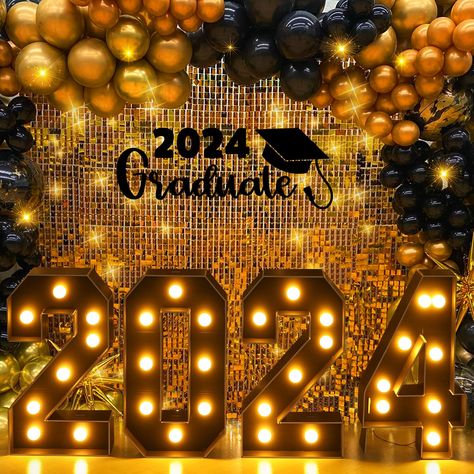 PRICES MAY VARY. 🎓GIANT GRADUATION DECORATION - The 2ft giant letter mosaic frame is the ideal decoration for a party. This unique decoration will light up your graduation party and is available in black and white. It's a perfect combination of photo backdrops and graduation party decorations. 🎓PACKAGE INCLUDES - You will receive the black marque numbers 2024 for graduation party decor containing the pre-cut frames, 4 sets of corresponding light bulbs, along with installation instructions, you Correctinal Academy Graduation Party, Decorations For Kindergarten, College Graduation Decorations, High School Graduation Party Decorations, Graduation Party Backdrops, Outdoor Graduation, Graduation Party Centerpieces, Graduation Party Themes, Graduation Backdrop