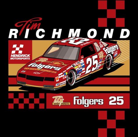 Nascar Poster Design, Racing Design Graphic, Nascar Graphics, Tokyo Cars, Tim Richmond, Racing Graphics, Indy Car Racing, Nascar Shirts, Nascar Cars