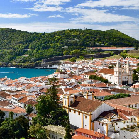 Panoramic view of Angra do Heroismo, Terceira Island, Azores, Portugal