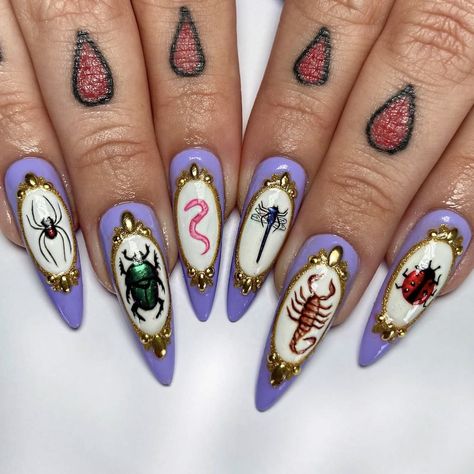 Traditional Tattoo Nails, Clown Nails, Tattoo Nails, Crazy Nail Art, Punk Nails, Romantic Nails, Vintage Nails, Grunge Nails, Polygel Nails