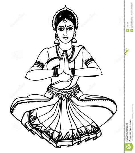 Odissi Dance Drawing, Bharatanatyam Drawing, Dancer Coloring Pages, Dance Art Drawing, Bharat Natyam, Drawing Easy For Kids, Indian Drawing, Bharatanatyam Dancer, Dancer Drawing