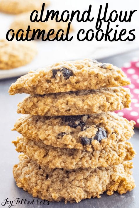 Almond Flour Oatmeal Cookies are the best gluten-free cookies. Made with simple ingredients, packing a huge amount of flavor and taste. Perfect for any holiday table or a simple cookie recipe to share. Almond Flour Oatmeal Cookies, Almond Flour Oatmeal, Sugar Free Oatmeal Cookies, Simple Cookie Recipe, Low Carb Oatmeal, Sugar Free Oatmeal, Almond Flour Recipes Cookies, Best Gluten Free Cookies, Oatmeal Cookies Easy