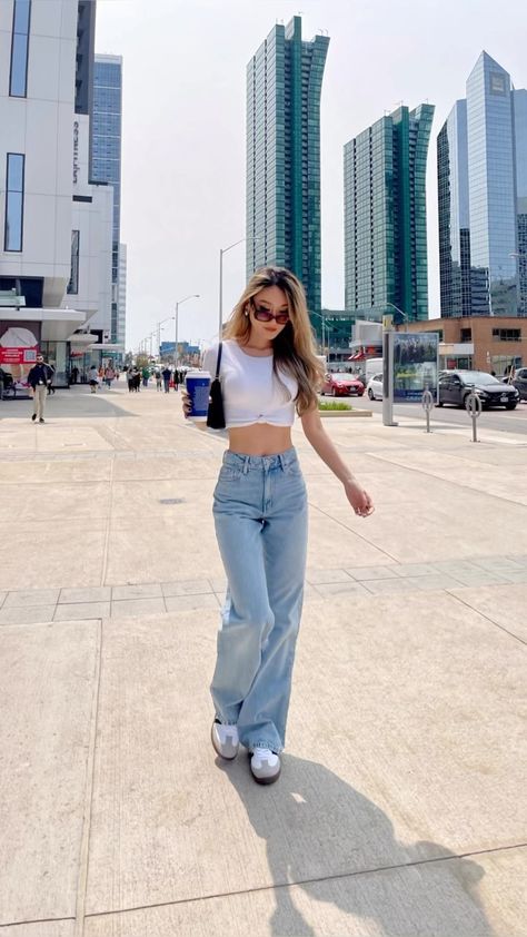 It’s it hot or is it hot 🌝 #dynamitestyle #revolve #summerfits #paintthetownred #ootd… The post Dynamite Wide Leg Jeans appeared first on Kerina Mango. Wide Leg Denim Summer Outfit, Kerina Wang Outfits, Kerina Wang, Inspi Outfit, 2024 Lookbook, Winter Aesthetics, Paint The Town Red, Korean Brands, Wide Jeans