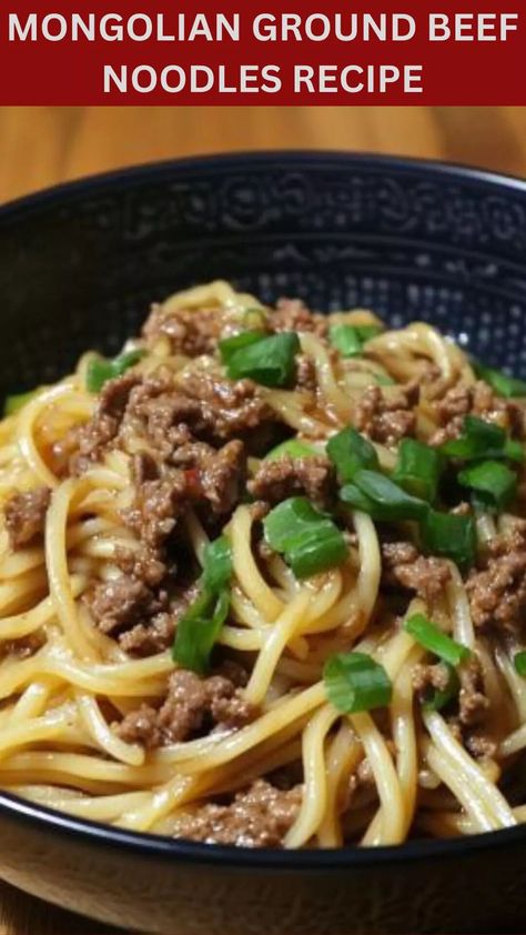 Mongolian Ground Beef Noodles Recipe – Delish Diner Mongolian Ground Beef Noodles, Ground Beef Noodles, Mongolian Ground Beef, Beef Noodles, Linguine Pasta, Mongolian Beef, Noodles Recipe, Tender Beef, Miso Soup