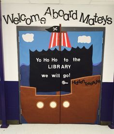 1000+ images about pirate book fair on Pinterest | Pirates, Pirate ... Book Fair Ideas, Pirate Bulletin Boards, Library Doors, Pirate Door, Pirate Theme Classroom, Homemade Pirate Costumes, Teach Like A Pirate, Literacy Week, Pirate Classroom