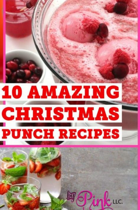 Punch Bowl Drinks, Christmas Party Punch, Non Alcoholic Christmas Punch, Best Christmas Punch Recipe, Christmas Beverages, Christmas Hosting, Drinks Nonalcoholic, Holiday Punch Recipe, Alcoholic Punch Recipes