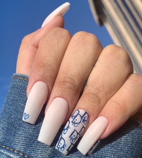 Cute Nails Design, Dior Nails, Kylie Nails, Long Acrylic Nails Coffin, Long Acrylic, Get Nails, Nail Nail, Acrylic Nails Coffin, Birthday Nails