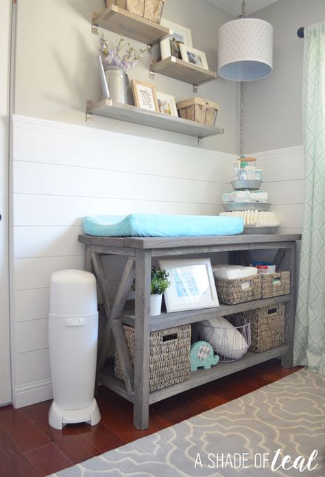 Grey Changing Table, Glam Nursery, Room Organizer, Baby Changing Station, Changing Tables, Nursery Dresser, Organizer Ideas, Theme Nursery, Dresser Organization