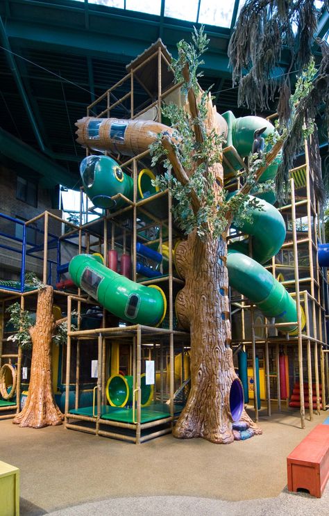 Large themed indoor playground structures we designed, manufactured and installed for the City of Edina - Edinborough Park Adventure Peak. #weBUILDfun #weDESIGNfun - we have been creating FUN since 1999.They love it so much they have designed the tree in their logo. Backyard Play Equipment, Cute Background For Zepeto, Playhouse Indoor, Commercial Indoor Playground, Playground Structures, Indoor Playground Equipment, Indoor Play Areas, Big Backyard, Playground Design