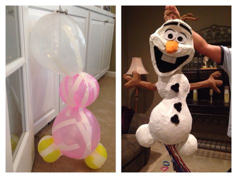 DIY Olaf Pullstring Piñata Olaf Diy, Homemade Pinata, Smurfs Party, Diy Party Crafts, Piñata Ideas, Diy Pinata, Paper Mache Art, Paper Mache Crafts, Frozen Theme