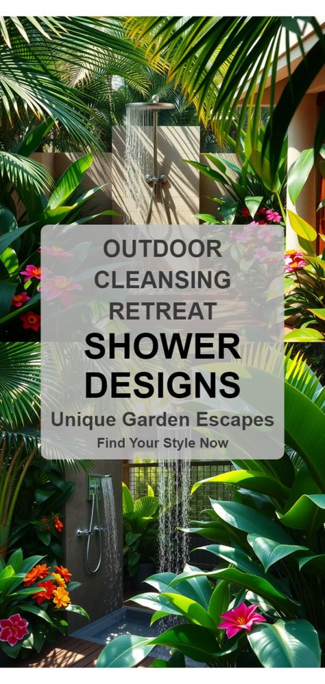 Outdoor shower ideas Garden Showers Outdoor, Garden Shower Ideas, Outdoor Shower Inspiration, River Rock Floor, Outdoor Shower Ideas, Homestead Layout, Vaulted Ceiling Living Room, Shower Designs, Garden Shower