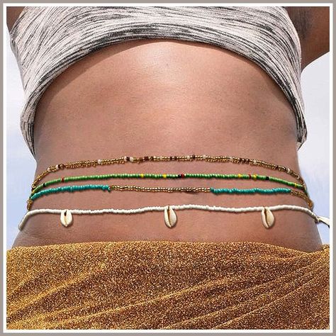 African Waist Bead Chain Elastic Body Chains Colorful Belly Beads Seashell Beaded Chain Summer Bikini Jewelry for Women(Pack of 4) Belly Beads, Body Chains, Summer Bikinis, Bead Chain, Beaded Jewelry Diy, Jewelry Diy, Jewelry For Women, Beaded Chain, Delicate Bracelet