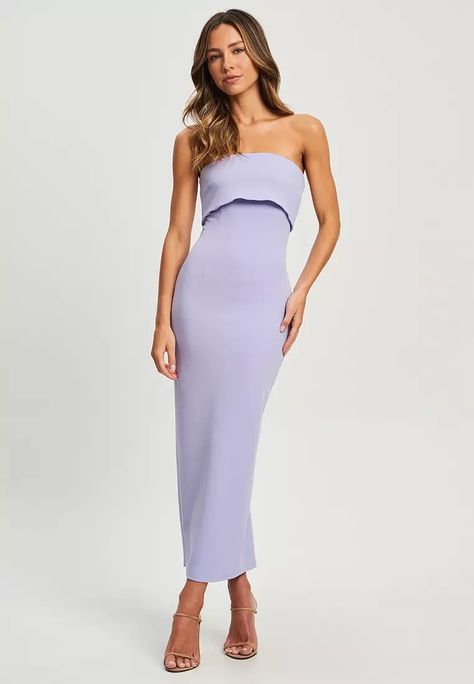 Buy Tussah Jessy Midi Dress 2023 Online | ZALORA Singapore Feminine Prints, Purple Midi Dress, Lilac Dress, 50's Dress, Fashion Labels, Jersey Dress, Comfortable Fashion, Cocktail Dress Party, Body Shapes